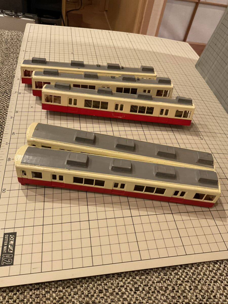  details unknown HO gauge railroad model Showa era. Hanshin train red trunk train made on the way paper model hand made Vintage Junk [ present condition goods ]