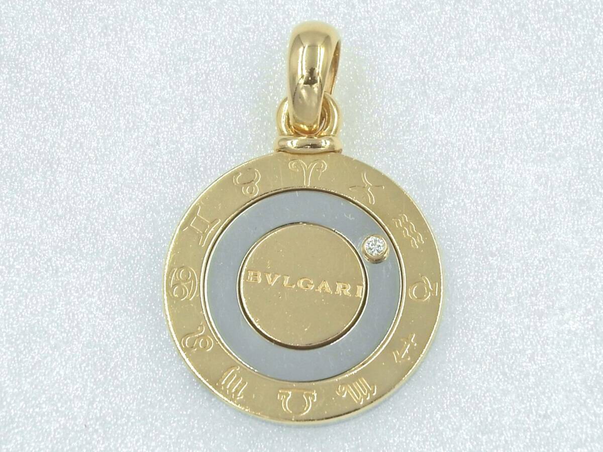 *BVLGARI/ BVLGARY / тент scope /1P бриллиант /12 звезда сиденье /K18×SS/ подвеска с цепью / примерно 10.2g/ diamond контрольно-измерительный прибор settled 