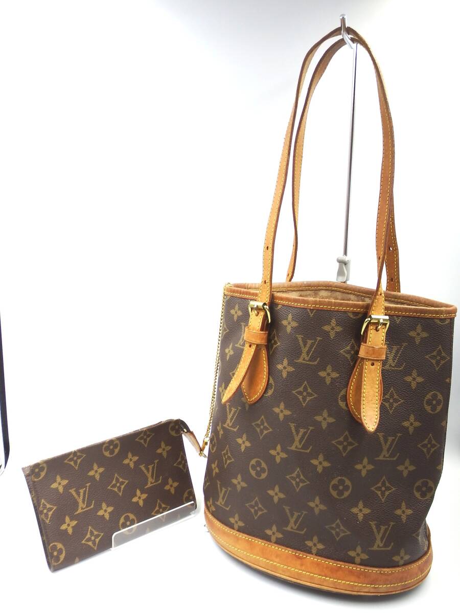 ◇LOUIS VUITTON/ルイ・ヴィトン/モノグラム/プチ・バケットPM/M42238/ハンドバッグ/ショルダーバッグ/バケツ型バッグ/ポーチ付_画像1