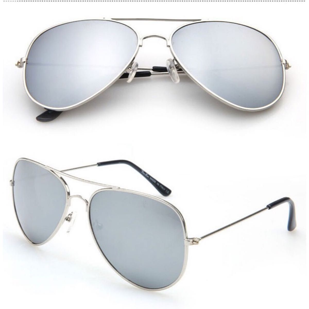 サングラス ティアドロップ シルバー　メガネ　伊達メガネ　UV400　紫外線カット　日焼け対策　男女兼用 メンズ レディース