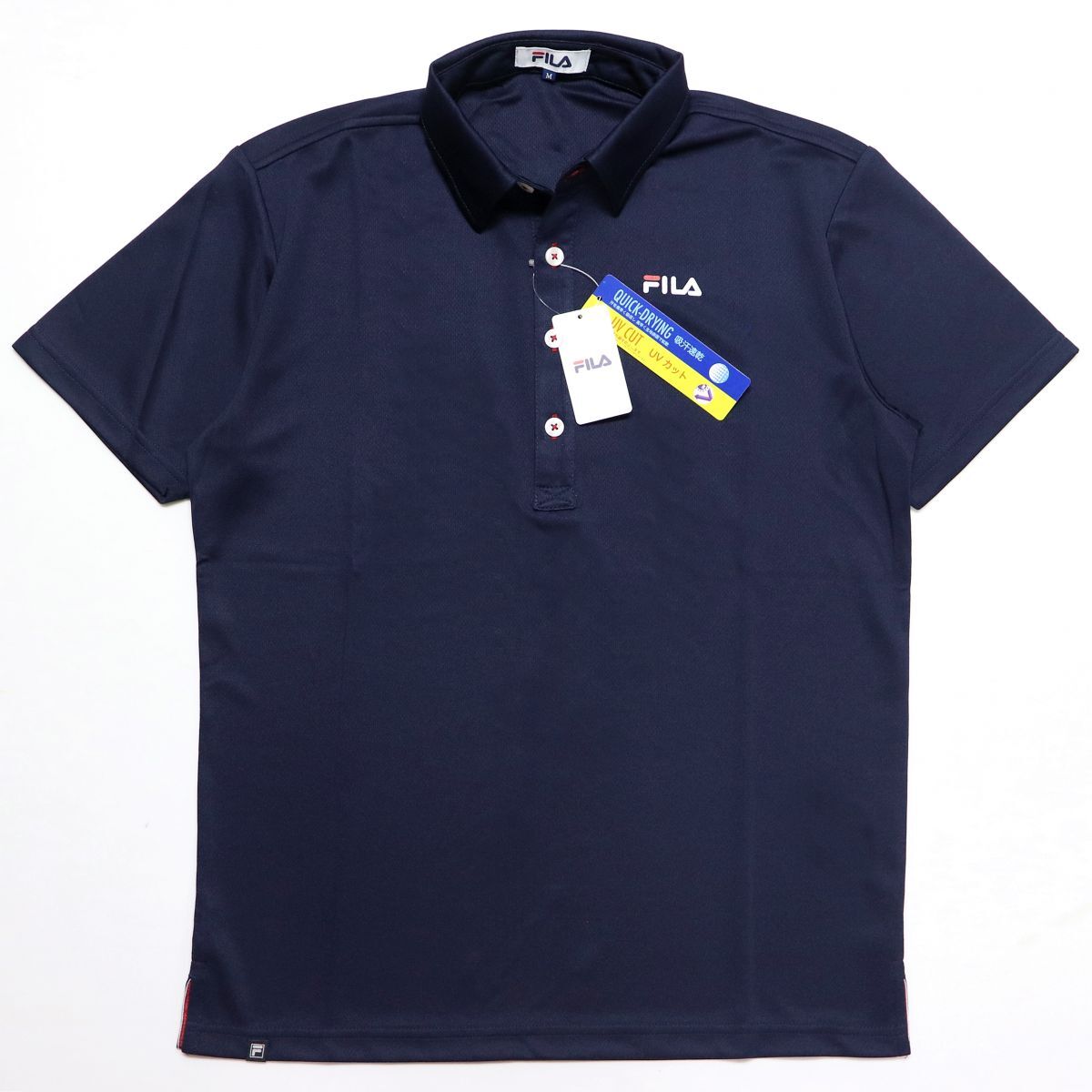 ●送料390円可能商品 フィラ ゴルフ FILA GOLF 新品 メンズ 吸水速乾 UVCUT 半袖 ポロシャツ 紺 M[747684-NV-M]一 三 壱★QWER QQAA-18_画像3