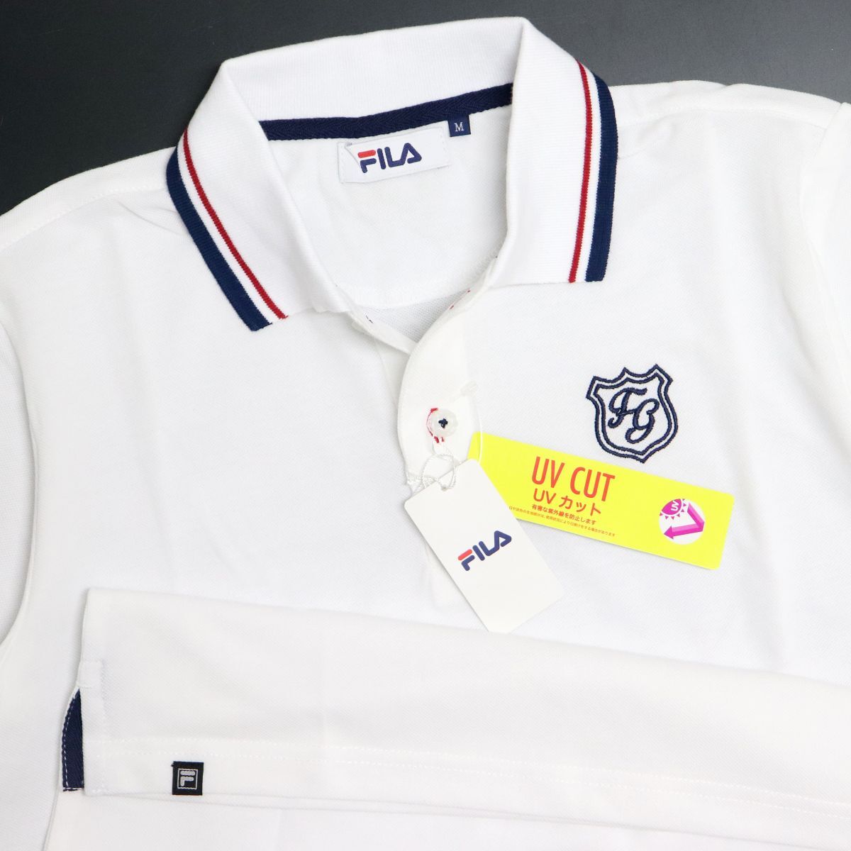 * стоимость доставки 390 иен возможность товар filler Golf FILA GOLF новый товар мужской UVCUT рубашка-поло с коротким рукавом белый M размер [748660-WT-M] один три .*QWER