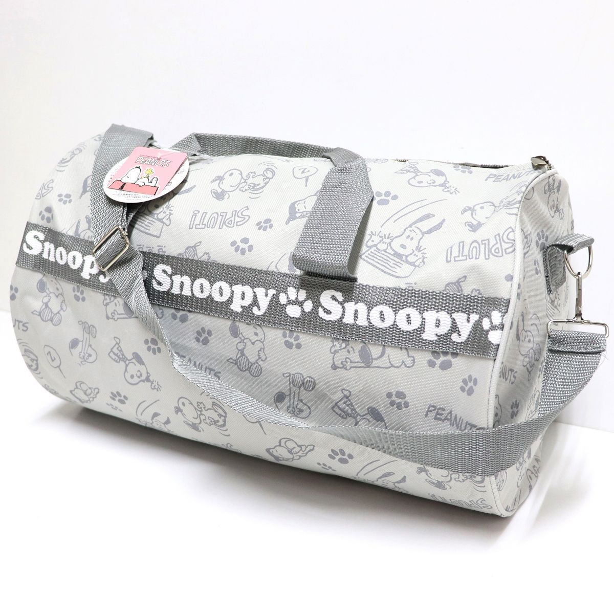 * Snoopy Peanuts SNOOPY PEANUTS new goods tube shape shoulder Boston bag duffel bag BAG ash [SNOOPY-LGY1N] one six *QWER*