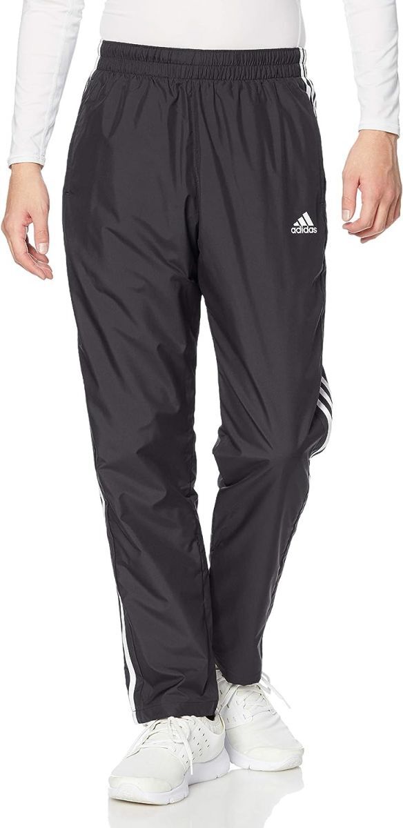 ★アディダス ADIDAS 新品 メンズ 防風性 撥水性 裏起毛トリコット 3ストライプス ウインドパンツ 黒 [GE0428-6XO] 四 零★QWER_画像3