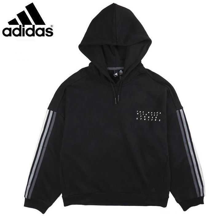 ★アディダス adidas 新品 メンズ カジュアル スリーストライプス スウェット パーカー ジャケット 黒 XLサイズ [HM2675-XL] 二 参★QWER★の画像3