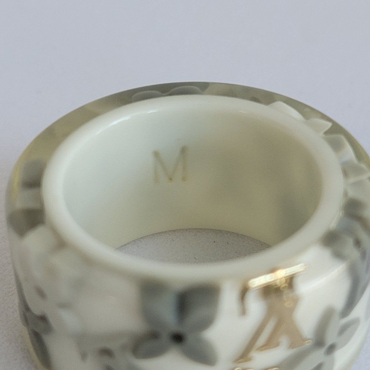 極美品 ヴィトン バーグファランドール リング 指輪 ホワイト M ロゴ