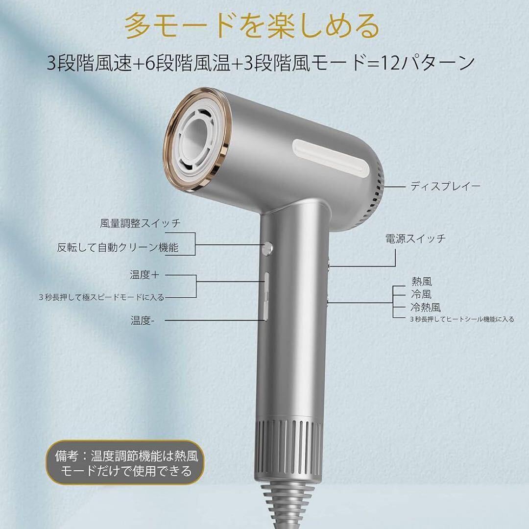 【新品】ドライヤー 1600W 大風量 速乾 高濃度 マイナスイオン ヘアケア ヘアドライヤー_画像5