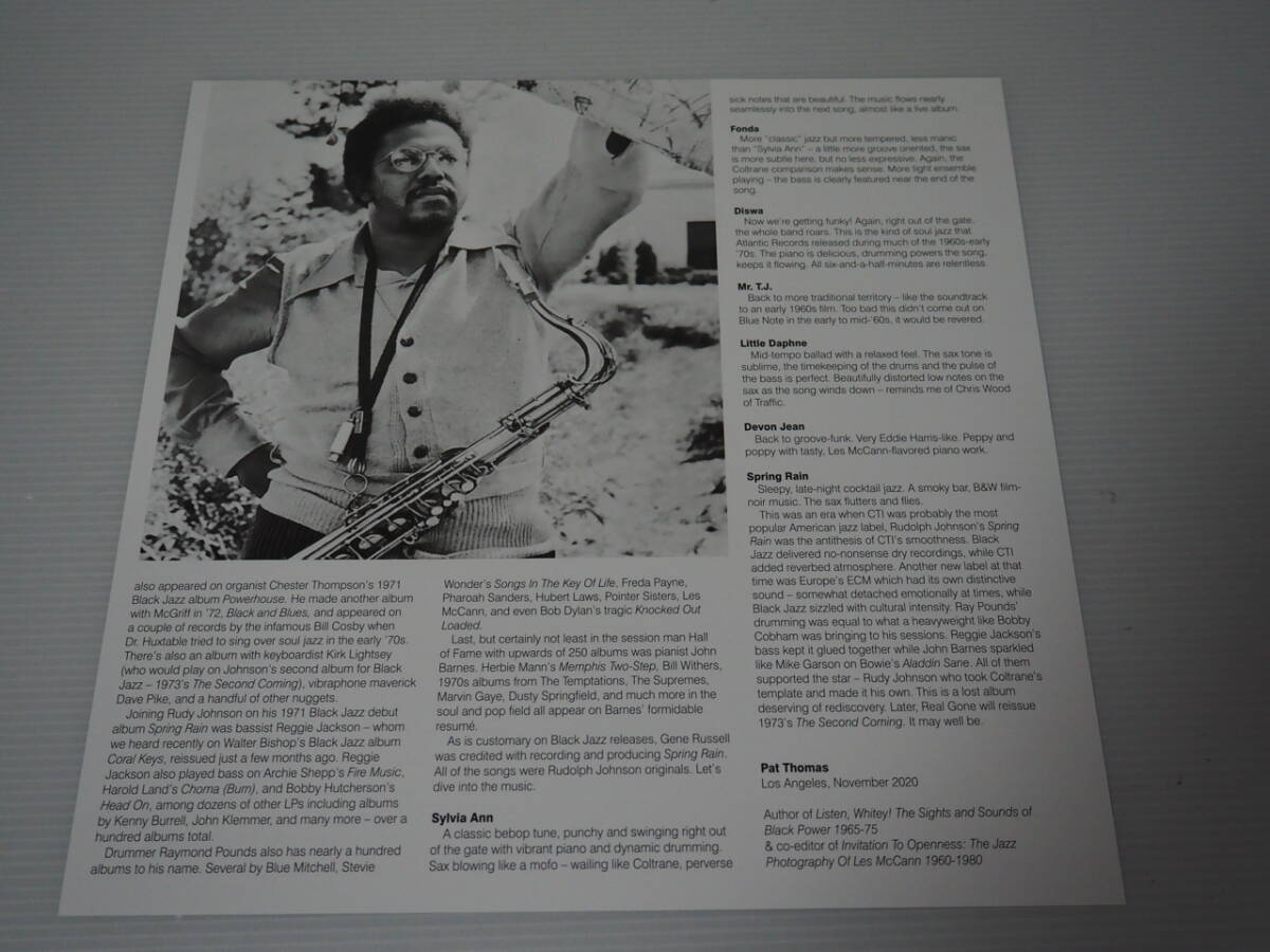 綺麗【BLACK JAZZ LP】Rudolph Johnson ルドルフ・ジョンソン / スプリング・レイン （P-VINE製  型番：PLP-7133）の画像3