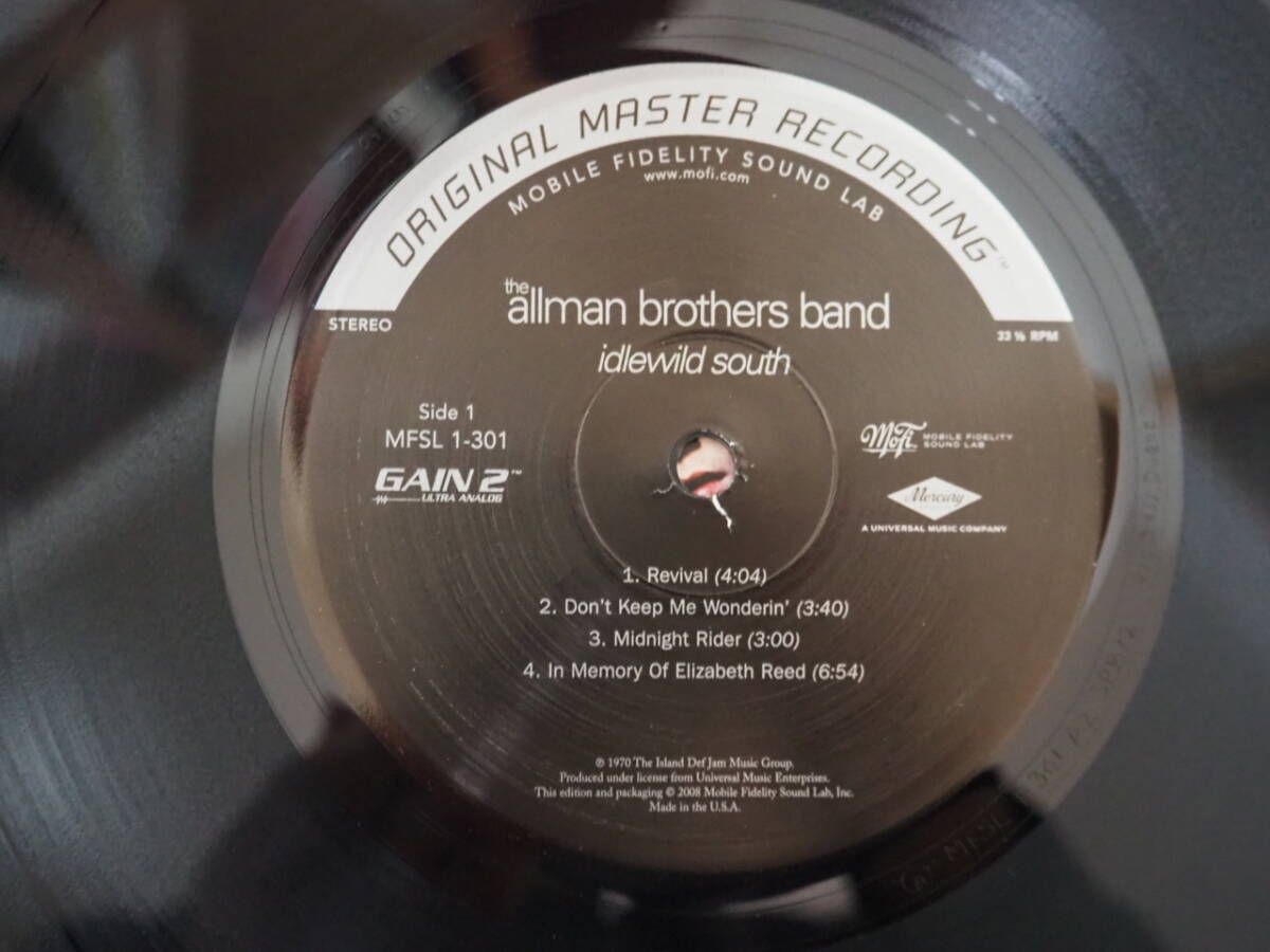 【MFSL高音質盤LP】allman brothers band / idlewild south （モービル・フィディリティ製　　型番：MFSL-1-301 NO,004369）_画像4