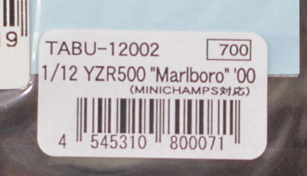  unused goods * TABU DESIGN 1/12 YAMAHA YZR500 Moto GP \'2000 *( Marlboro / Marlboro )MINICHAMPS correspondence TABU-12002