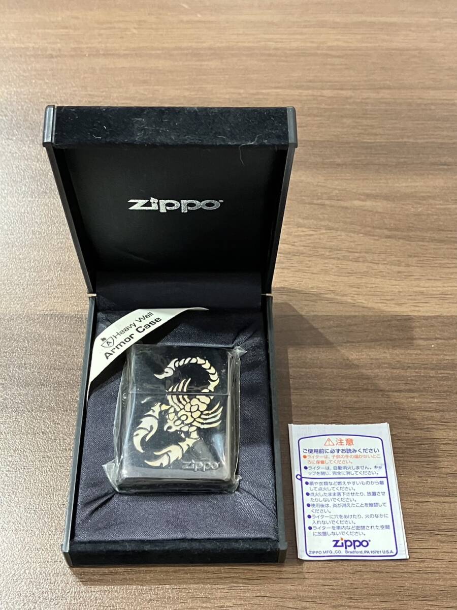 【1円スタート】⑤Zippo ジッポライター Armor アーマー 貝貼り サソリ 喫煙グッズ_画像1