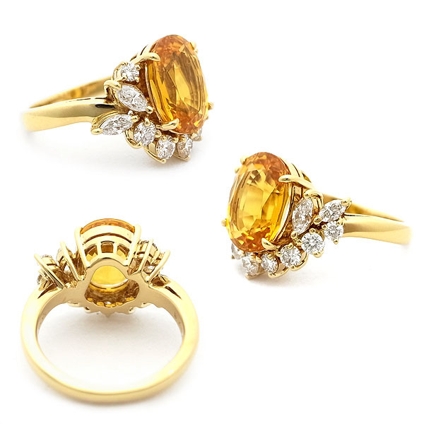 [ зеленый магазин ломбард ] Mikimoto золотой сапфир кольцо 4.52ct с бриллиантом K18YG[ б/у ]