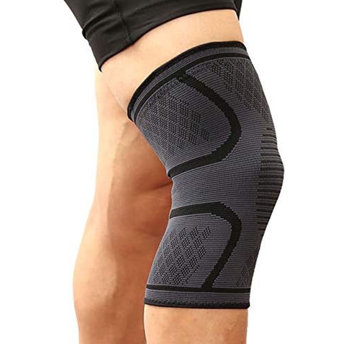 【L】膝サポーター　ブラック　2枚セット　通気性　伸縮性　フィット感　 スポーツ 運動 登山 関節 通気性 伸縮　保護
