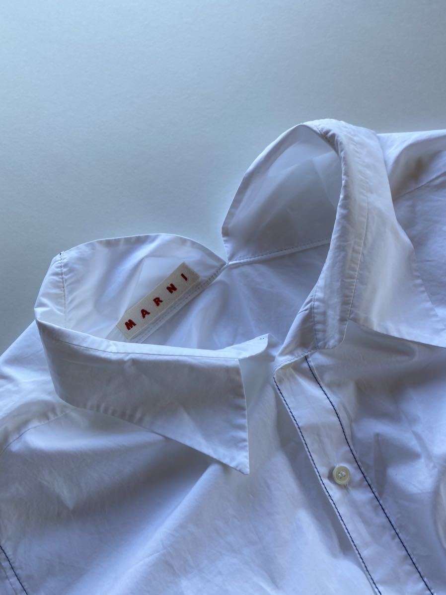 【美品】MARNI マルニ オーバーサイズシャツ ドルマン 長袖シャツ カッティング コットン ブラウス 38 ホワイト_画像4