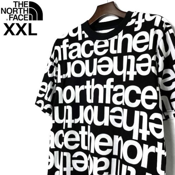 売切り【正規新品】THE NORTH FACE◆S/S ALL OVER PRINT BOX FIT TEE 半袖 Tシャツ US限定 コットン 上質 男女兼用(XXL)黒 総柄 180902-32の画像1