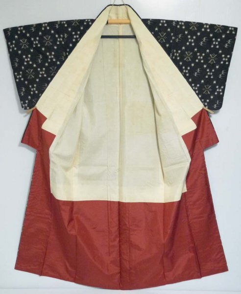 [KIRUKIRU] неношеный прекрасный товар эпонж кимоно длина 166.5cm натуральный шелк подпалина чай . лампочка эпонж . рис остров эпонж retro японский костюм одевание . одежда 