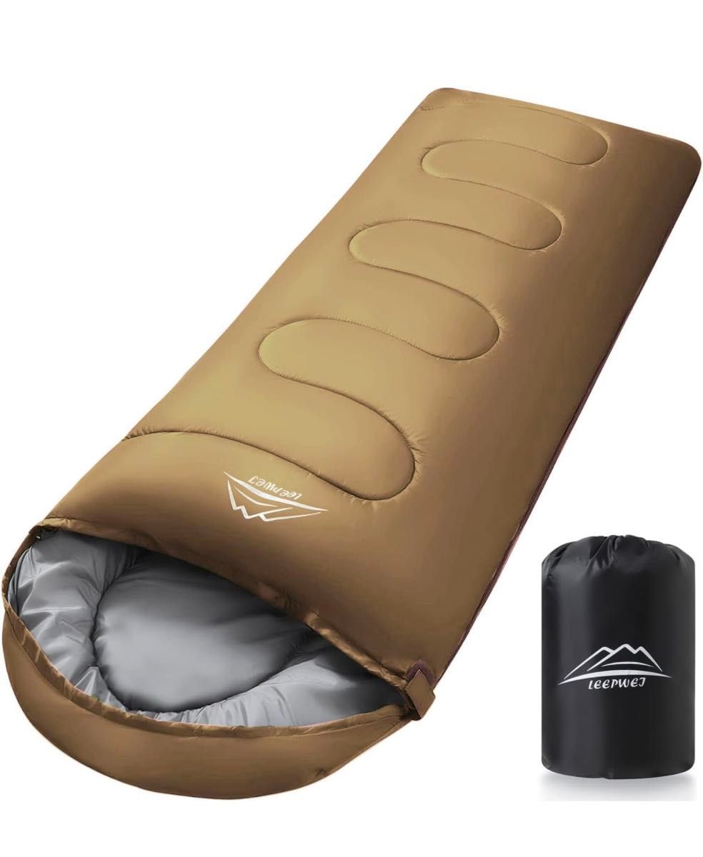 寝袋 封筒型 軽量 保温 -15度耐寒 210T防水シュラフ コンパクト アウトドア キャンプ 登山 車中泊 防災用 収納袋付き