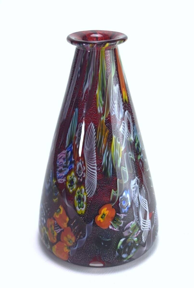 Murano ムラーノ イタリア ムラノ ガラス ヴェネツィア ベネチアンガラス ミルフォリ 花瓶の画像3