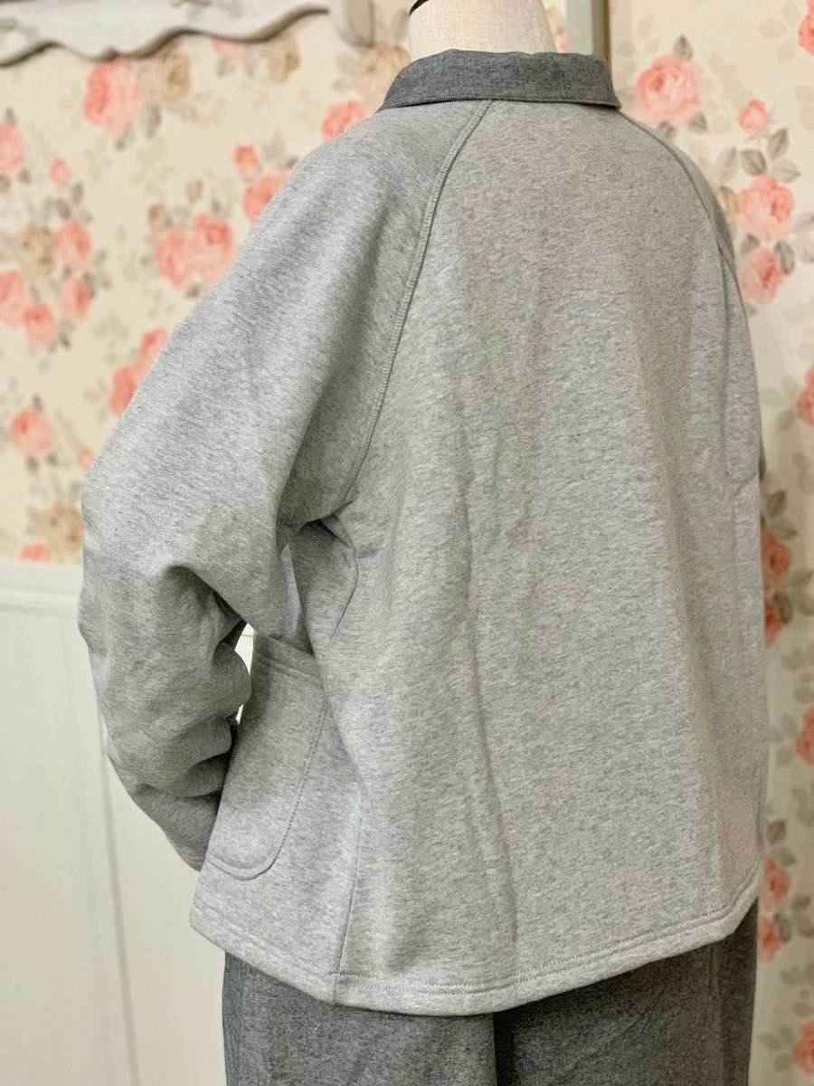 新品 2023冬 コレクション 極厚 ふんわり 裏フリース ラグラン袖 ポケット付き カーディガン ジャケット ジャンパー グレー