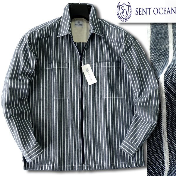 новый товар цент ocean light рубашка блузон L темно-синий [AFE824_541] SENT OCEAN мужской жакет свет внешний полный Zip 