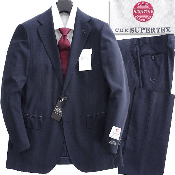新品 サヴィルロウ C.D.K SUPER TEX Super100'S ポーラ スーツ A5(M) 紺 【J49875】 SAVILE ROW セットアップ 春夏 メンズの画像1