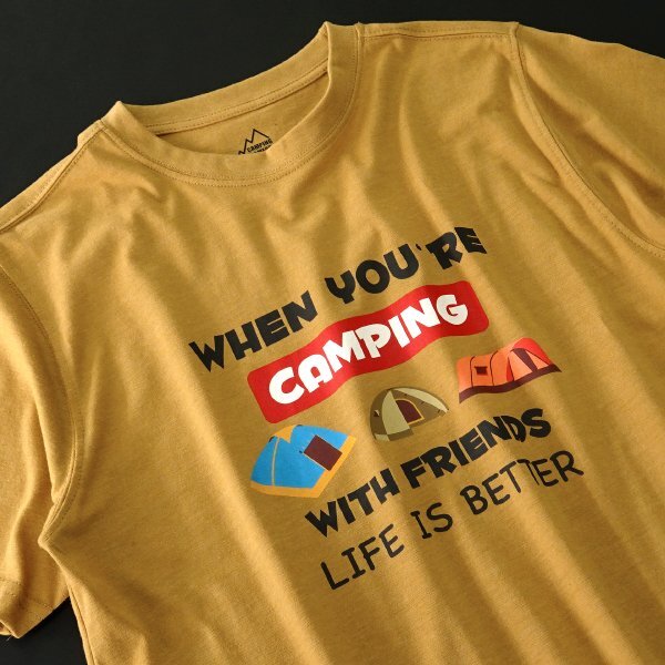 新品 キャンピングコンフォートライフ 春夏 テント プリント Tシャツ LL 黄土【PW9M-T102_YE】 CAMPING COMFORT LIFE 半袖_画像2