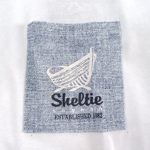 新品 シェルティークラブ 24SS デニム風 ポケット 半袖 Tシャツ M 白 灰 【SH1442084_7】 Sheltie Club 春夏 メンズ カットソー 丸首_画像5