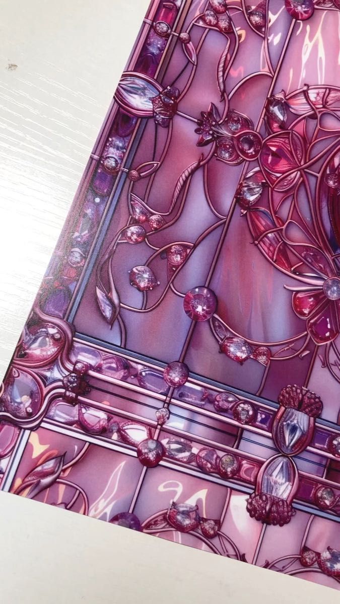 【即日発送】【ラスト1点】デザインペーパー デザペ コラージュシート コラージュ素材 コラージュ 可愛い ピンク ステンドグラス