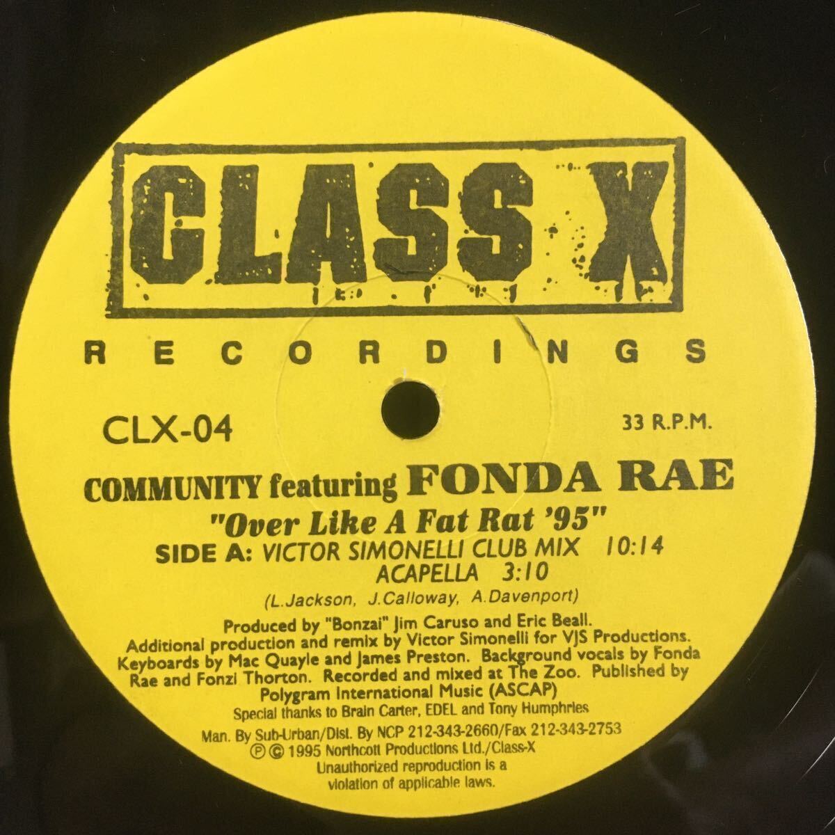 美品 US 12シングル / Community feat. Fonda Rae - Over Like A Fat Rat / Free Soul R&B Disco House ダンクラ_画像2