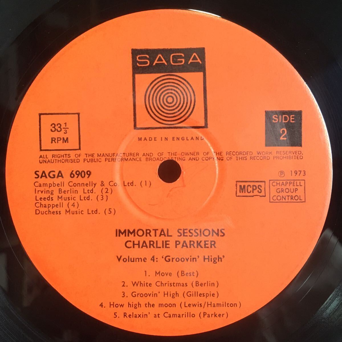 美盤 UK LP / Charlie Parker (チャーリー・パーカー) Volume 4 Groovin’ High (SAGA 6909) / Jazz ジャズ / Miles Davis, Duke Jordan_画像4
