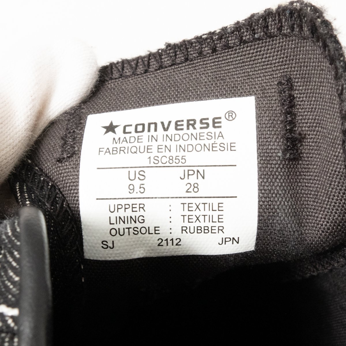 【1円スタート】CONVERSE コンバース 1SC855 PRORIDE SK DM OX スニーカー ブラック 黒 28cm デニム生地 メンズ カジュアル シューズ 靴の画像8