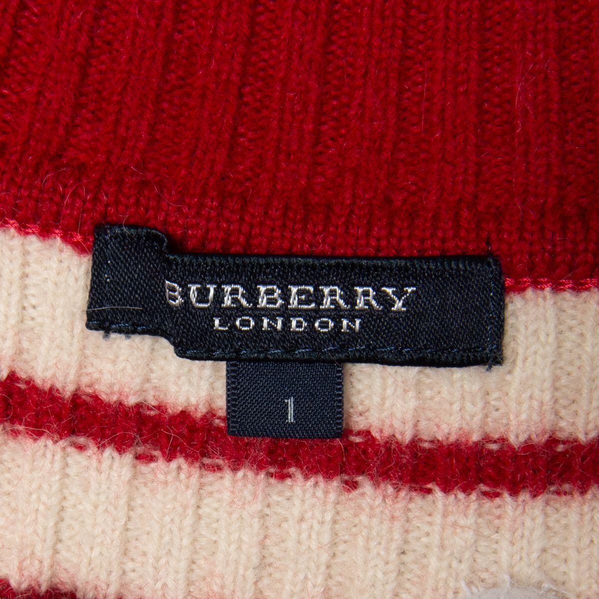 BURBERRY LONDON  Burberry    полосатый   рукоятка 7... рукав  вязаный    вершина ...  шерсть ...  лого  ...  ретро     ... хороший   осень   Зима   красный × OFF  белый 1  сделано в Японии 