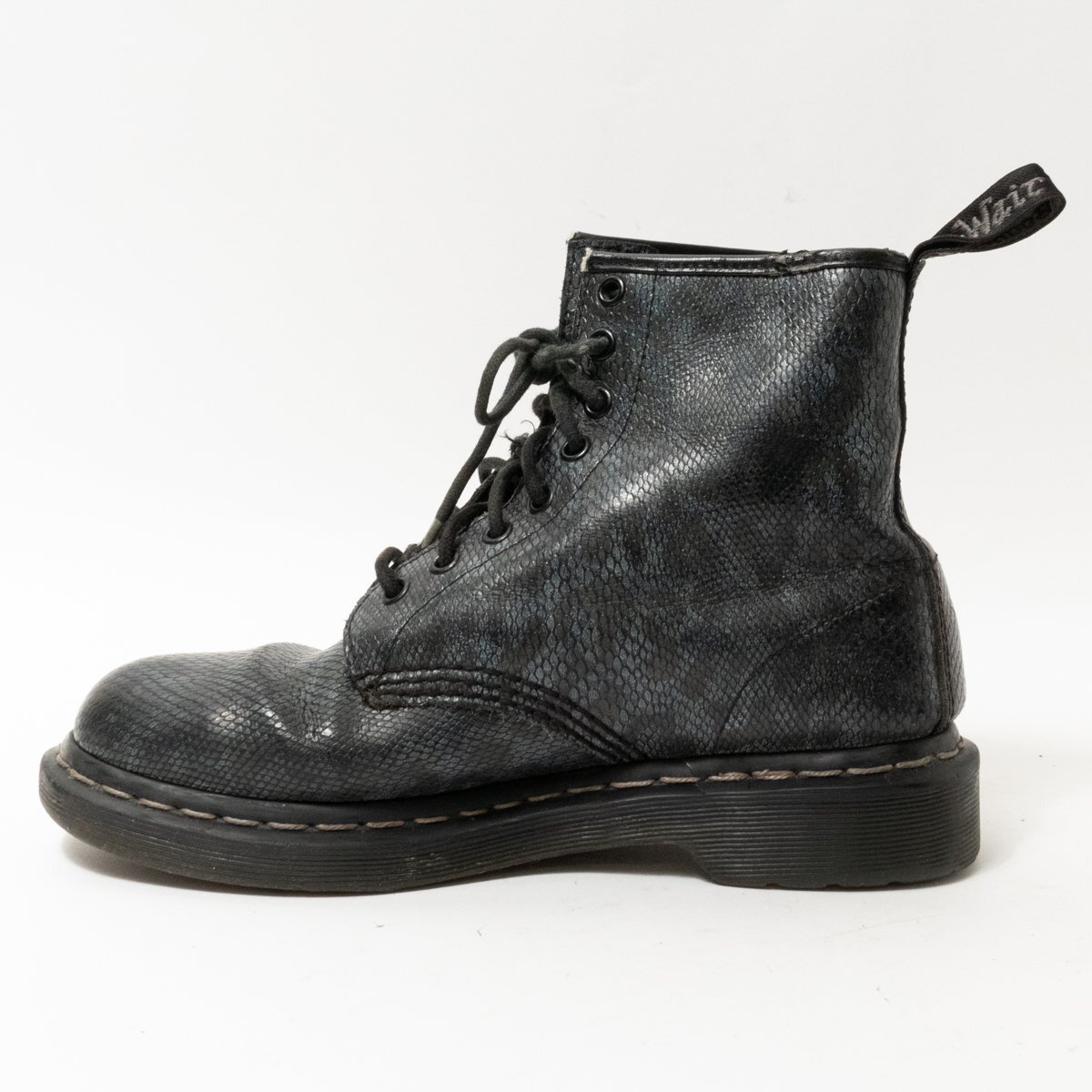 [1 jpy start ]Dr.Martens Dr. Martens python type pushed .8 hole boots race up shoes shoes navy black US7 24.5cm corresponding 