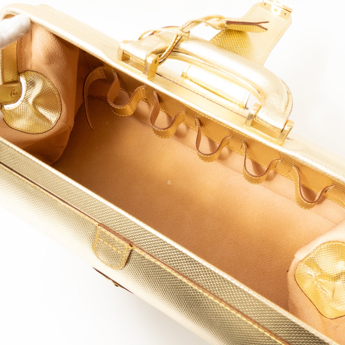 【1円スタート】PIAA JEANS ボストンバッグ ゴールド 金色 レザー 本革 イタリア製 ユニセックス 男女兼用 鍵付き 手さげ bag かばん 鞄の画像9