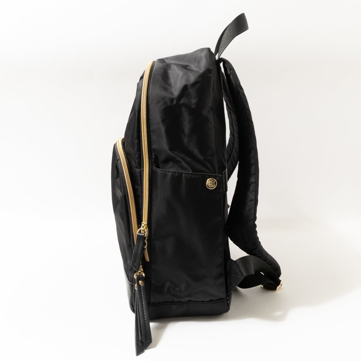 [1 jpy start ]Samsonite Samsonite rucksack Day Pack black black Gold nylon lady's storage great number simple bag