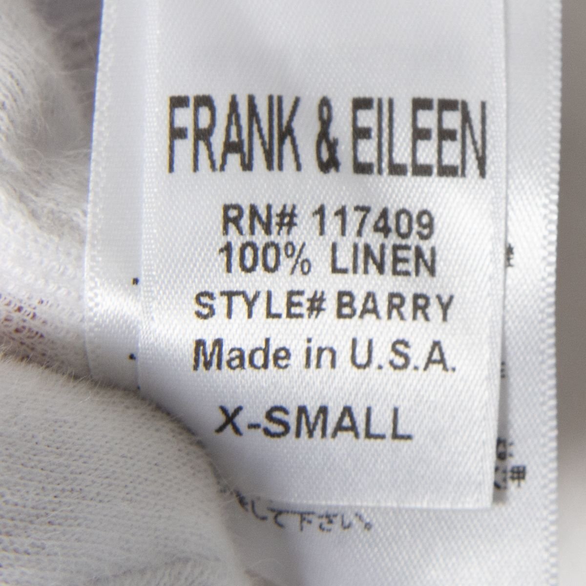 [1 jpy start ] mail service 0 Frank&Eileen Frank and I Lee nBARRYlinen long sleeve shirt blouse flax Heart embroidery white plain XS USA made 