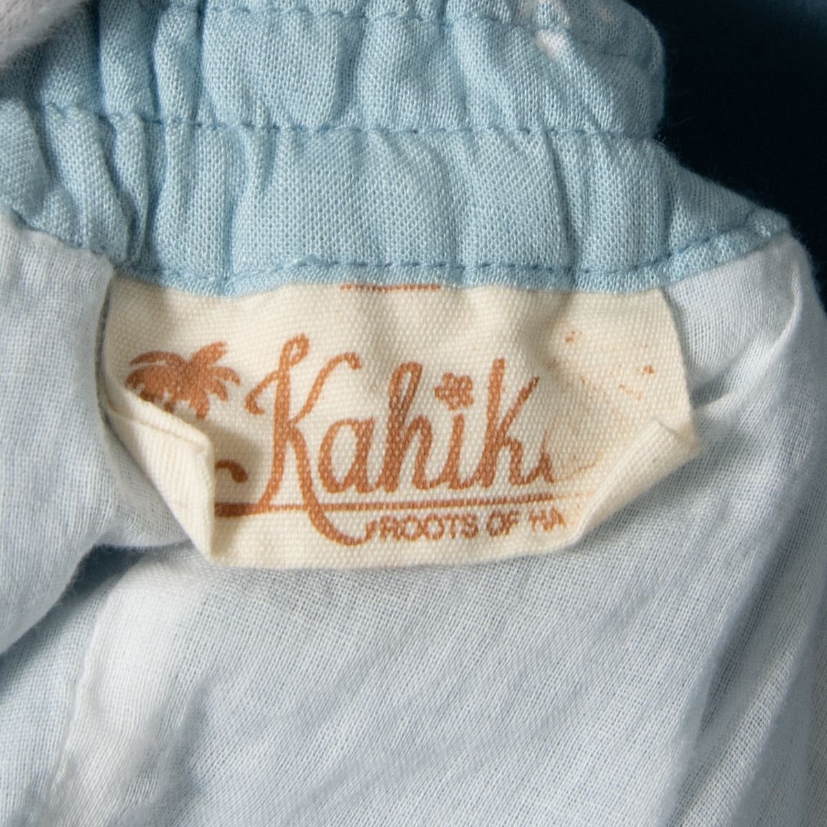 Kahikokahiko длинная юбка талия резина & шнур низ хлопок хлопок Hawaiian casual resort лето голубой бледно-голубой общий рисунок 