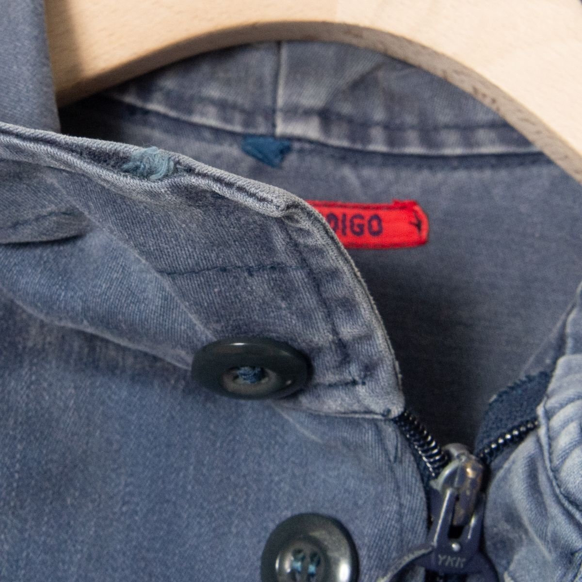 MADE IN INDIGO インド製 ジップアップ シャツジャケット パーカー フード 紺/ネイビー エポーレット メンズ ライトアウター ミリタリーの画像9