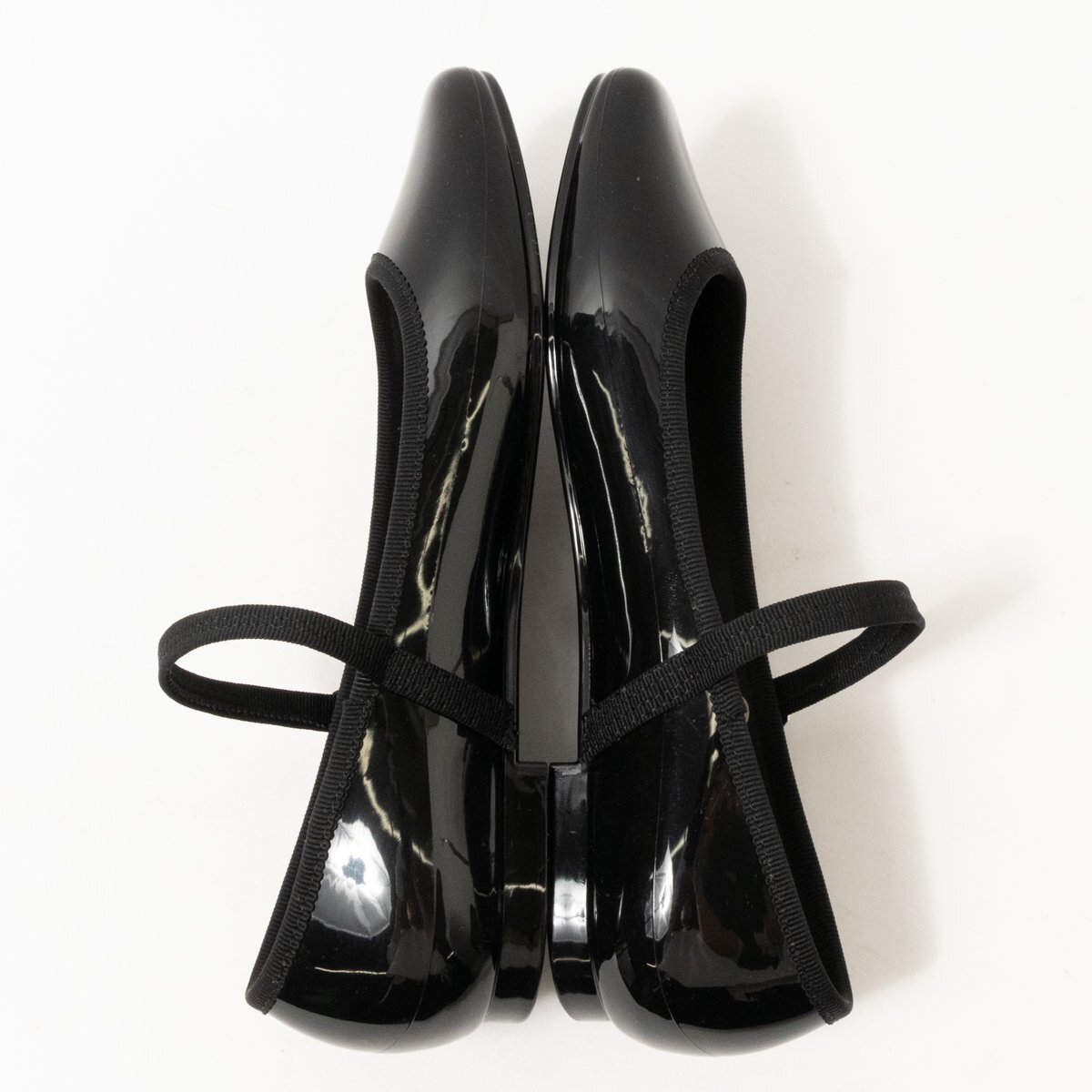 TEMPERATE ton pa Ray to rain pumps black black 39 24cm corresponding enamel lady's square Turow heel . rain combined use shoes shoes 