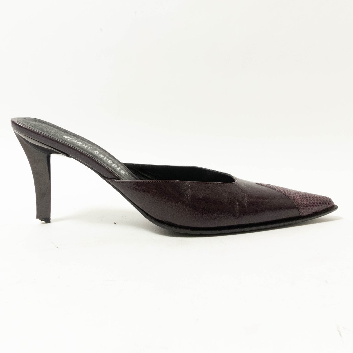 gianni barbato Gianni bar bar to mules po Inte dotu high heel Italy made 24~24.5cm corresponding leather style purple series elegance 