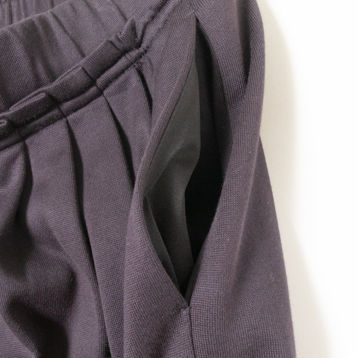 NEMIKA by leiliannemika Leilian made in Japan wide pants waist rubber sweat material plain 0 cotton 100% charcoal casual simple 
