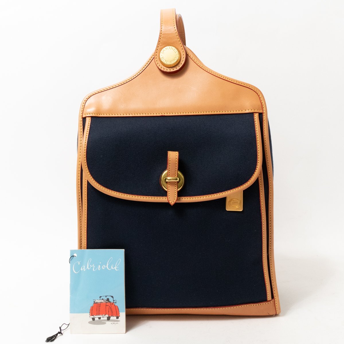 【1円スタート】DOONEY＆BOURKE ドゥニー&バーク U.S.A製 リュックサック 肩掛け ネイビー ナチュラル レザー キャンバス カジュアル 鞄_画像1