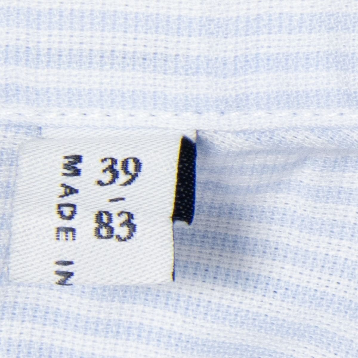 メール便◯ Maker's Shirt鎌倉 サイズ39 長袖 ワイドカラー シャツ ストライプ 白/ホワイト 水色/ライトブルー コットン混 メンズ 紳士_画像6