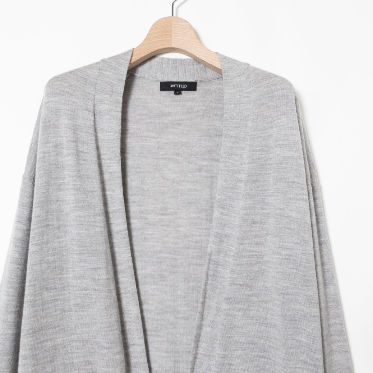 UNTITLED Untitled long knitted cardigan feather woven long sleeve plain no- button 2 wool gray grey beautiful . casual simple woman clothes 