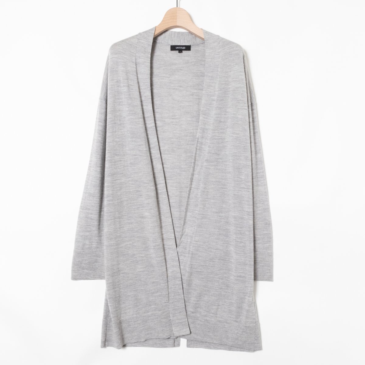 UNTITLED Untitled long knitted cardigan feather woven long sleeve plain no- button 2 wool gray grey beautiful . casual simple woman clothes 