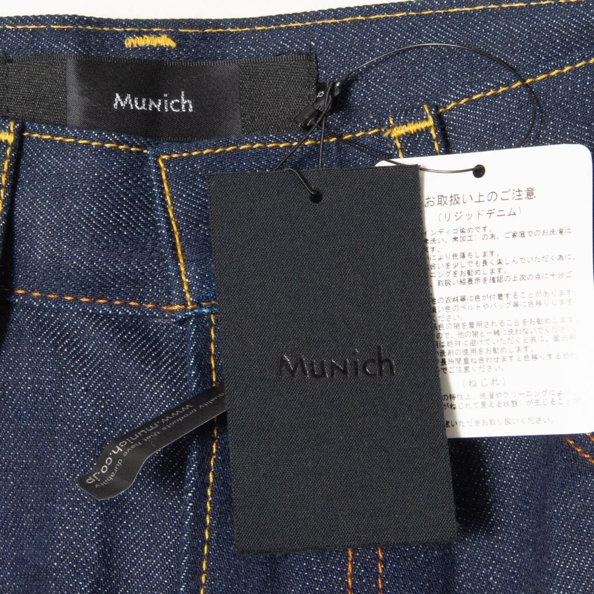 新品 タグ付き Munich ミューニック リジットデニムパンツ ジーンズ 綿100％ 赤耳 セルビッジ ジップフライ ベーシック 青 インディゴ S_画像6