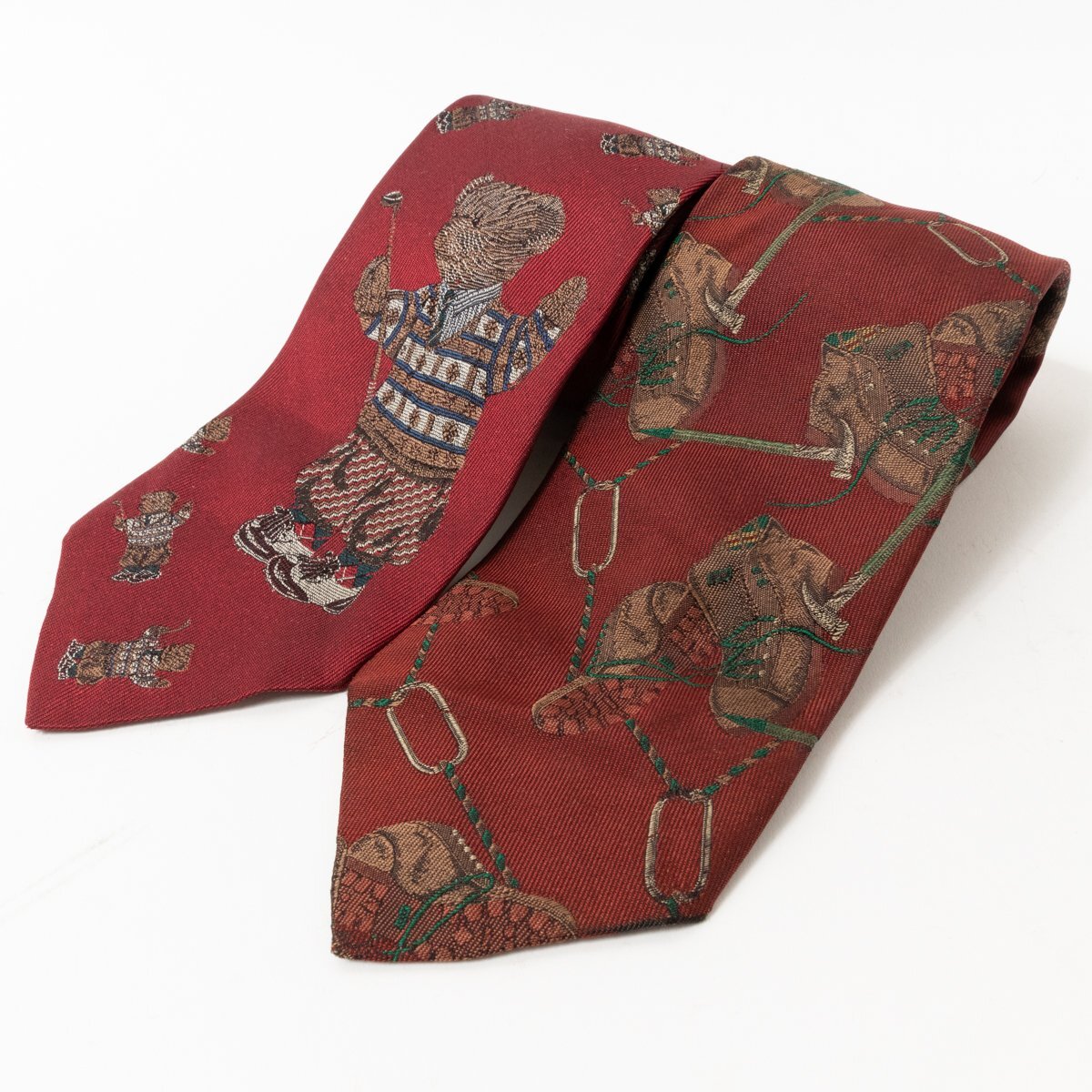  mail service 0 2 pcs set RALPH LAUREN Ralph Lauren silk necktie England made silk 100% red group Bear - pattern tore King shoes pattern men's 