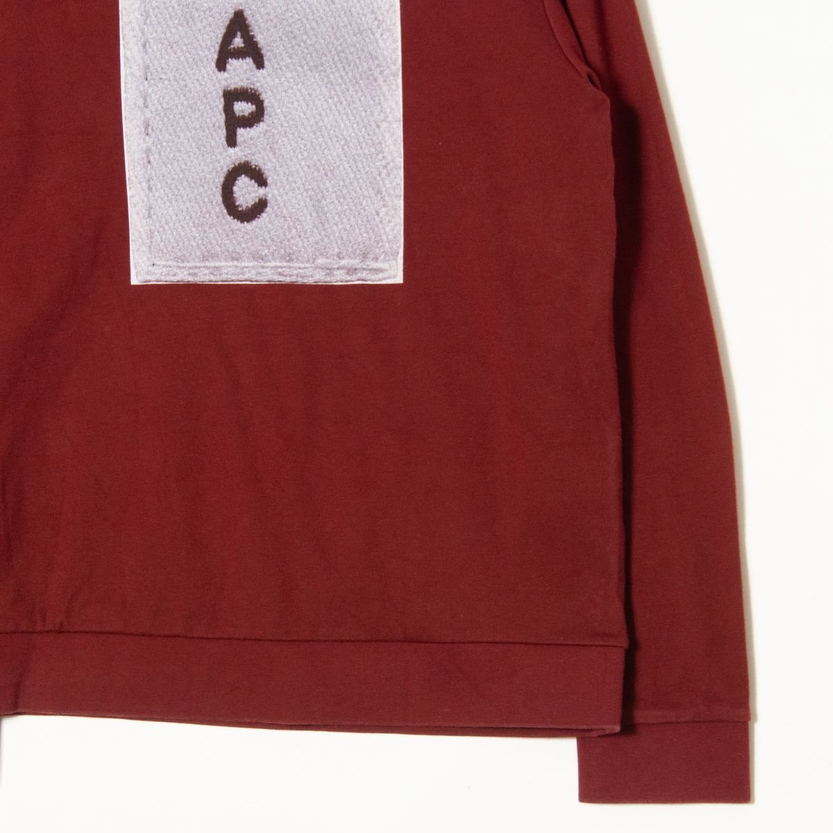 A.P.C. アーペーセー サイズM 長袖 クルーネック スウェット トレーナー プリント えんじ/ワインレッド系 メンズ カジュアル 通年_画像4