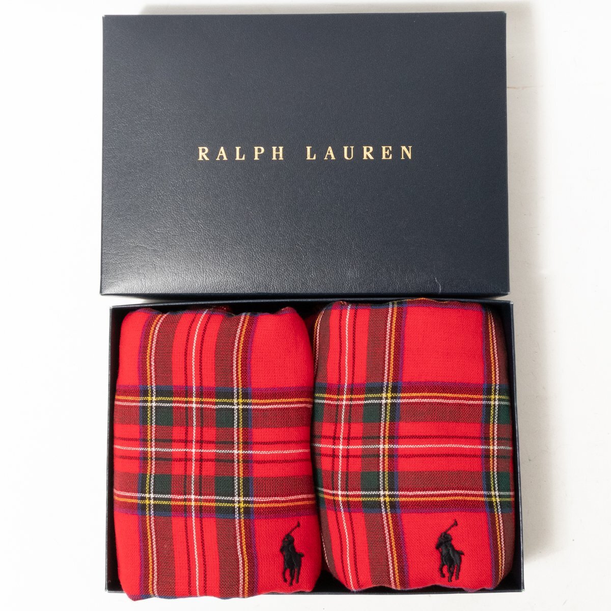  не использовался RALPH LAUREN Ralph Lauren красный tartan * полотенце для рук полотенце для лица 2 шт. комплект хлопок хлопок красный красный проверка в коробке 