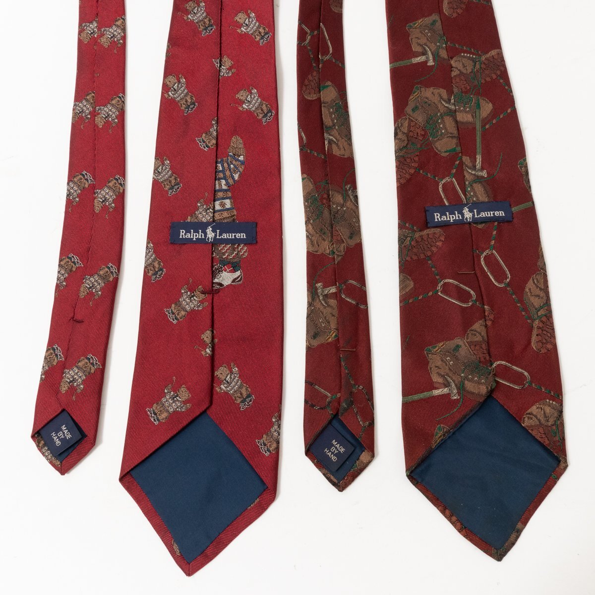  mail service 0 2 pcs set RALPH LAUREN Ralph Lauren silk necktie England made silk 100% red group Bear - pattern tore King shoes pattern men's 